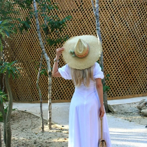 Hat Straw hat with beautiful Trim in orange/gold and rope as headband Hand Braided Orange, White & Gold Rope Hat Band: Beach/pool  main image 4